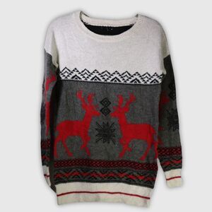 Mossimo Womens Knit Holiday Christmas Sweater Pullover with Reindeer Size XS